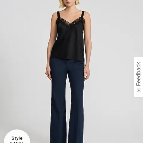 Express Editor High Waisted Trouser Flare Pants in Heather Blue 91 (Denim) - Picture 1 of 3